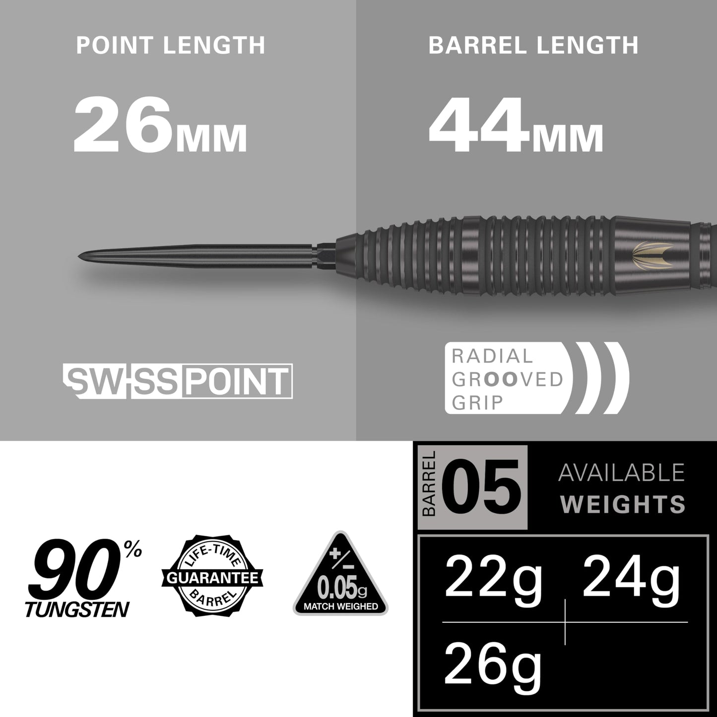 Target Darts Bolide Void 90% Tungsten Dart Set, Steel Tip Swiss Point Darts | 21G/22G/23G/24G/25G/25G | Professional Darts Sets, Black Darts, Swiss Point Tool Included