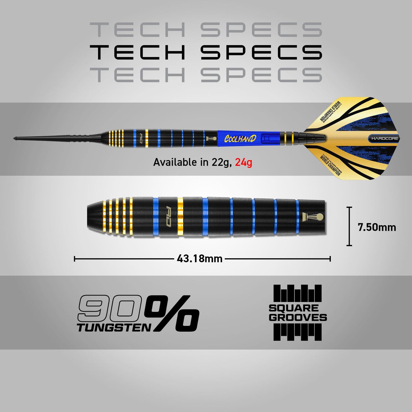 RED DRAGON Luke Humphries TX4 Avenger World Champion Series Premium Tungsten Darts Set with Flights and Shafts (Stems)