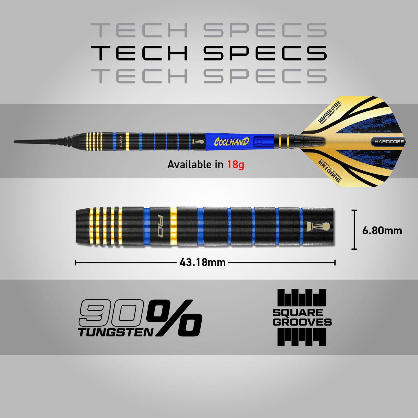 RED DRAGON Luke Humphries TX4 Avenger World Champion Series Premium Tungsten Darts Set with Flights and Shafts (Stems)