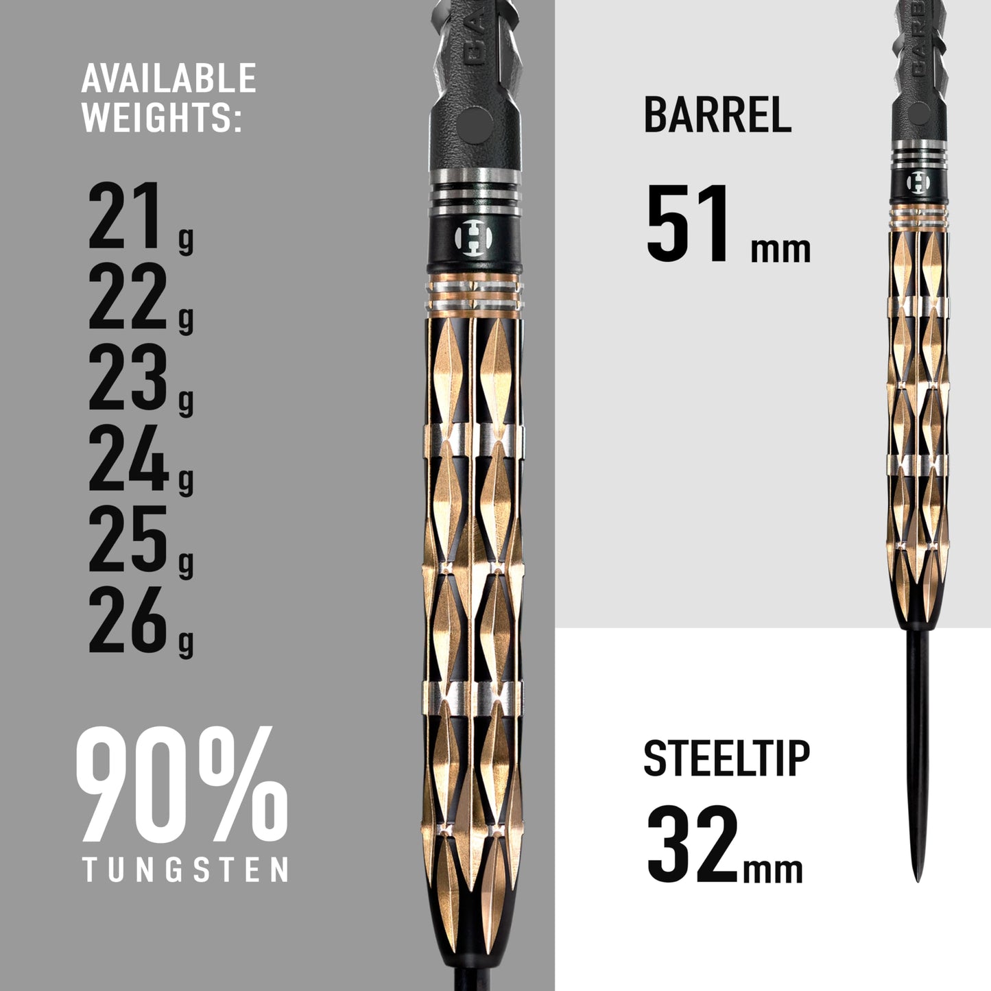 Harrows Imperial Diamond 90% Tungsten Steel Tip Darts