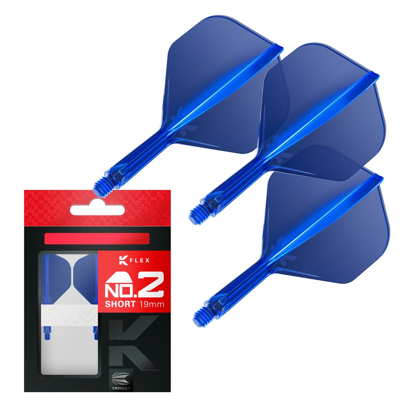 Target Darts K Flex Integrated Dart Flights And Shafts, No.2 | Pack Of 3 K-Flex - No2, Kflex All In One Moulded Dart Flight & Stem Lengths: Short, Intermediate & Medium | Professional Dart Accessories