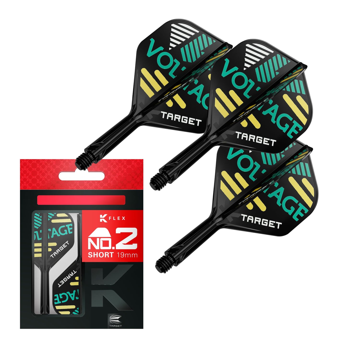 TARGET Darts Rob Cross K Flex Flights and Shaft System, No.2 | Pack of 3 Kflex All In One Flights, Player Edition Darts Accessories | K-Flex Dart Stem Short/Intermediate/Medium