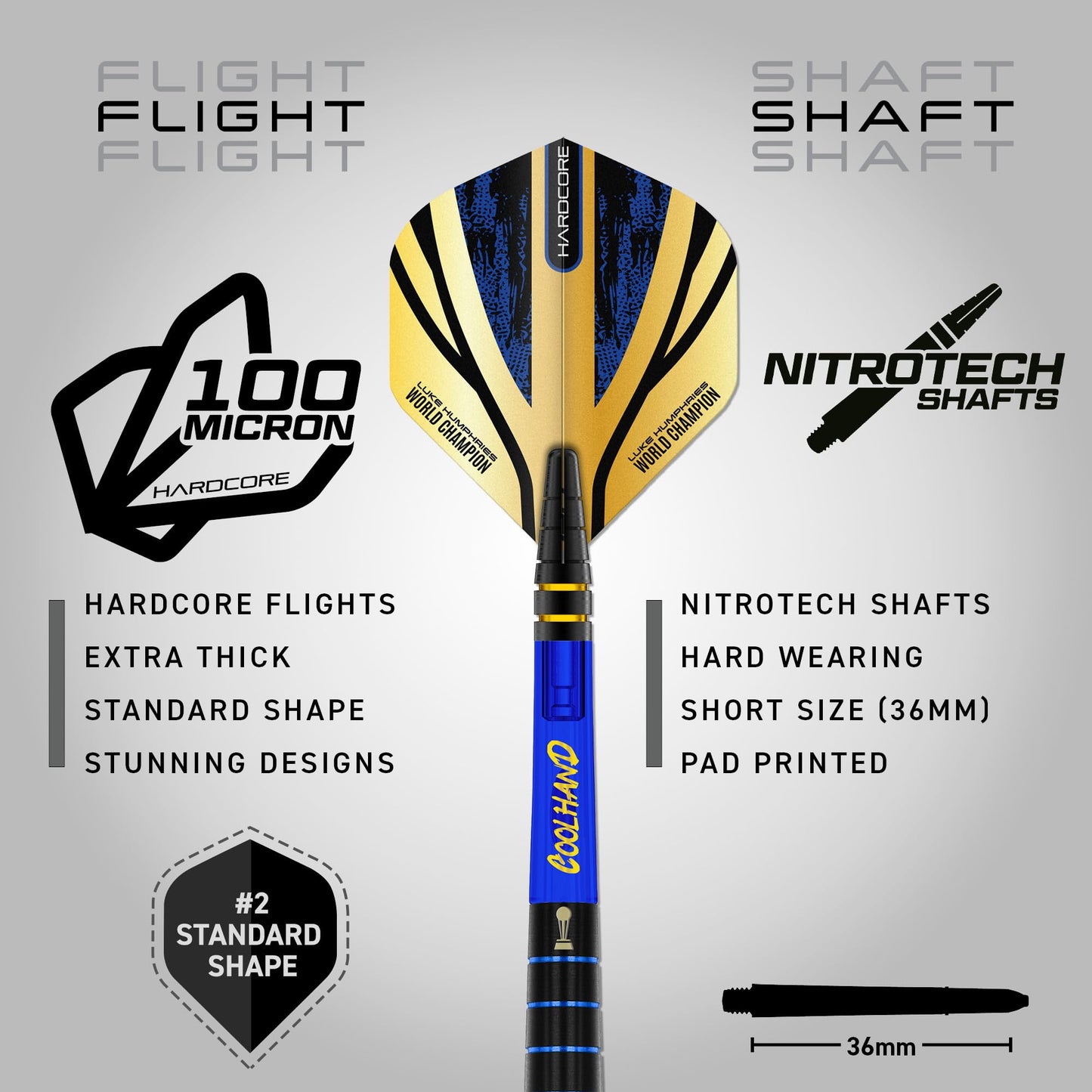RED DRAGON Luke Humphries TX4 Avenger World Champion Series Premium Tungsten Darts Set with Flights and Shafts (Stems)