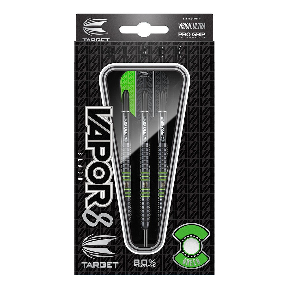 Target Darts Vapor 8 Black 80% Tungsten Steel Tip Darts Set
