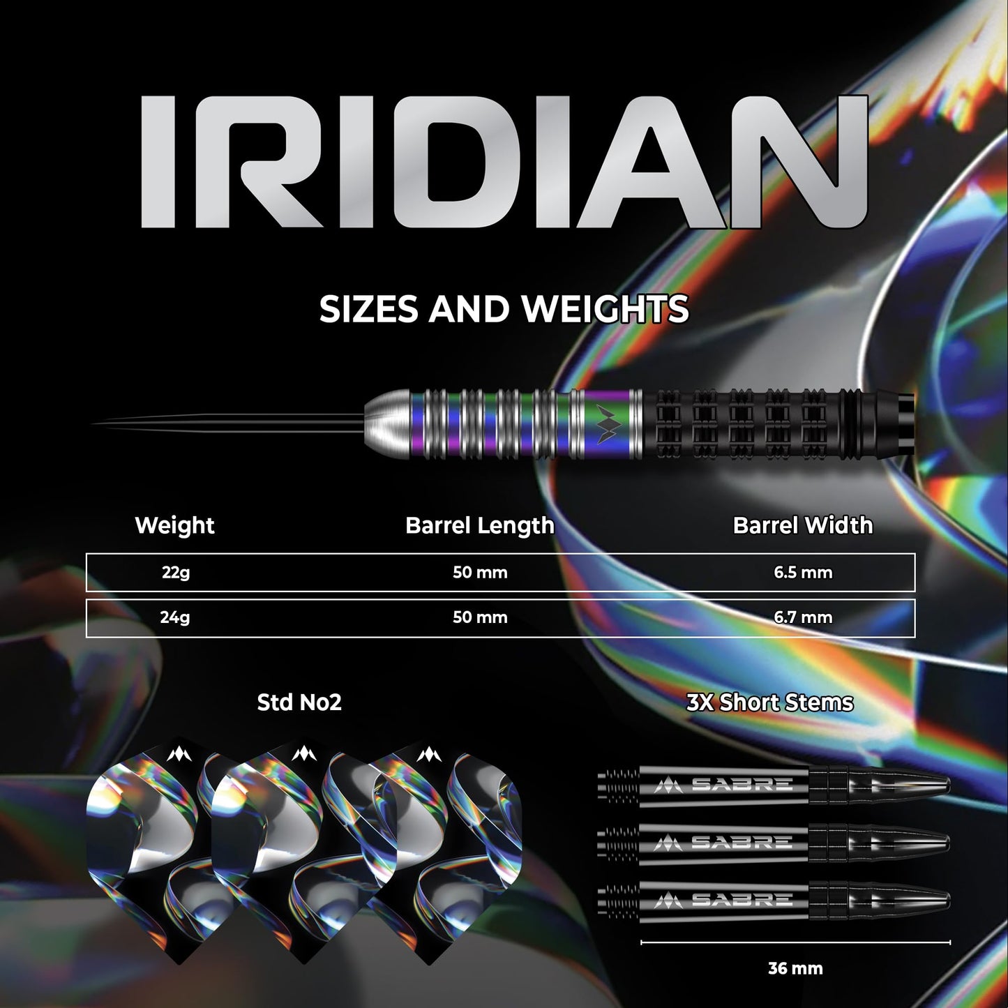 Mission | Iridian Darts | Steel Tip Darts Set | 90% Tungsten Barrel | Black & Coral PVD | Includes Dart Flights and Stems | Available in Multiple Weights.