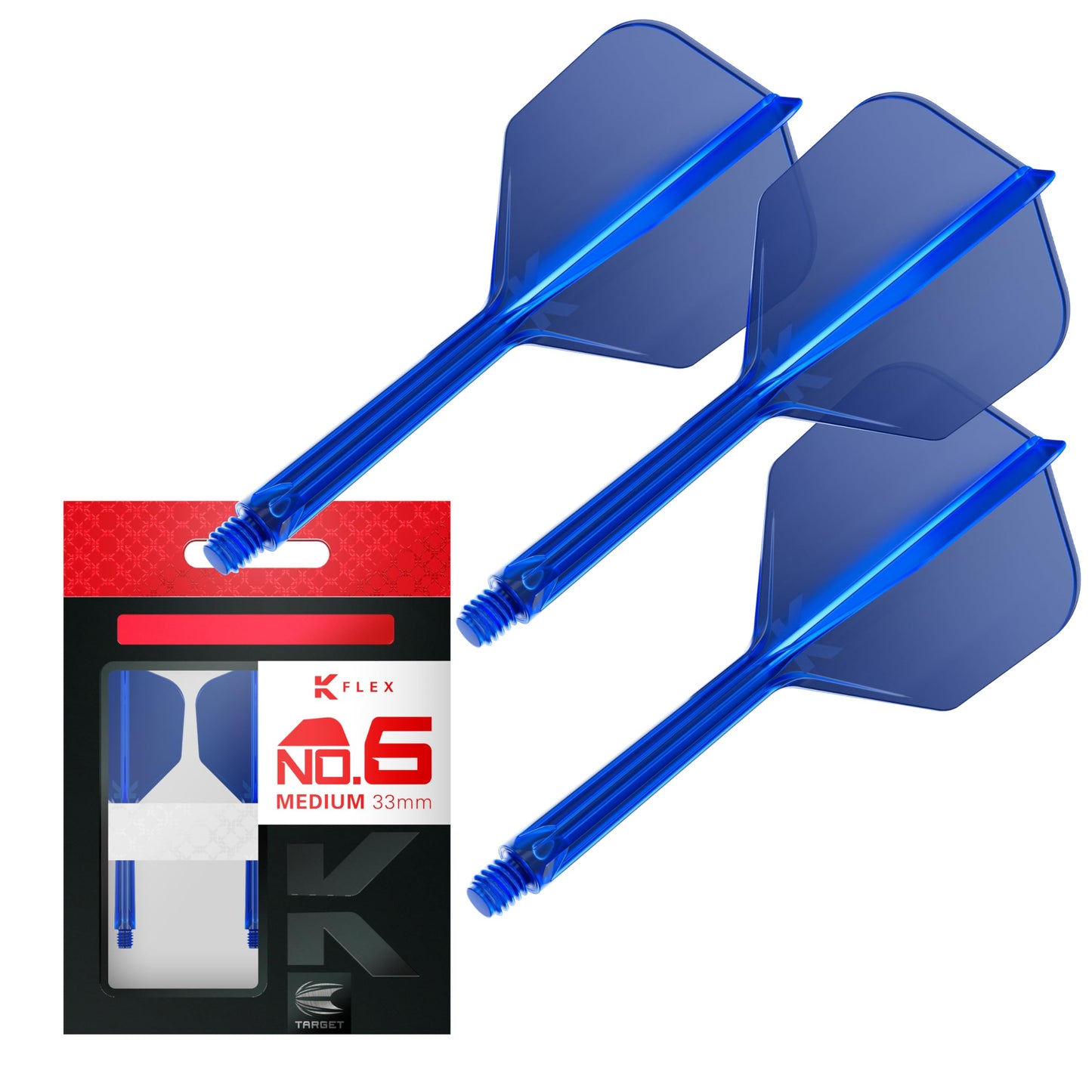 Target Darts K Flex Integrated Dart Flights And Shafts, No.6 | Pack Of 3 K-Flex - No6, Kflex All In One Moulded Dart Flight & Stem Lengths: Short, Intermediate & Medium | Professional Dart Accessories