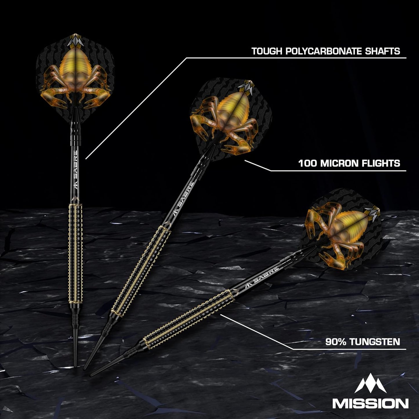 Mission | Javan Darts | Silver | Brass Barrel | Steel Tip Darts Set | 22g.