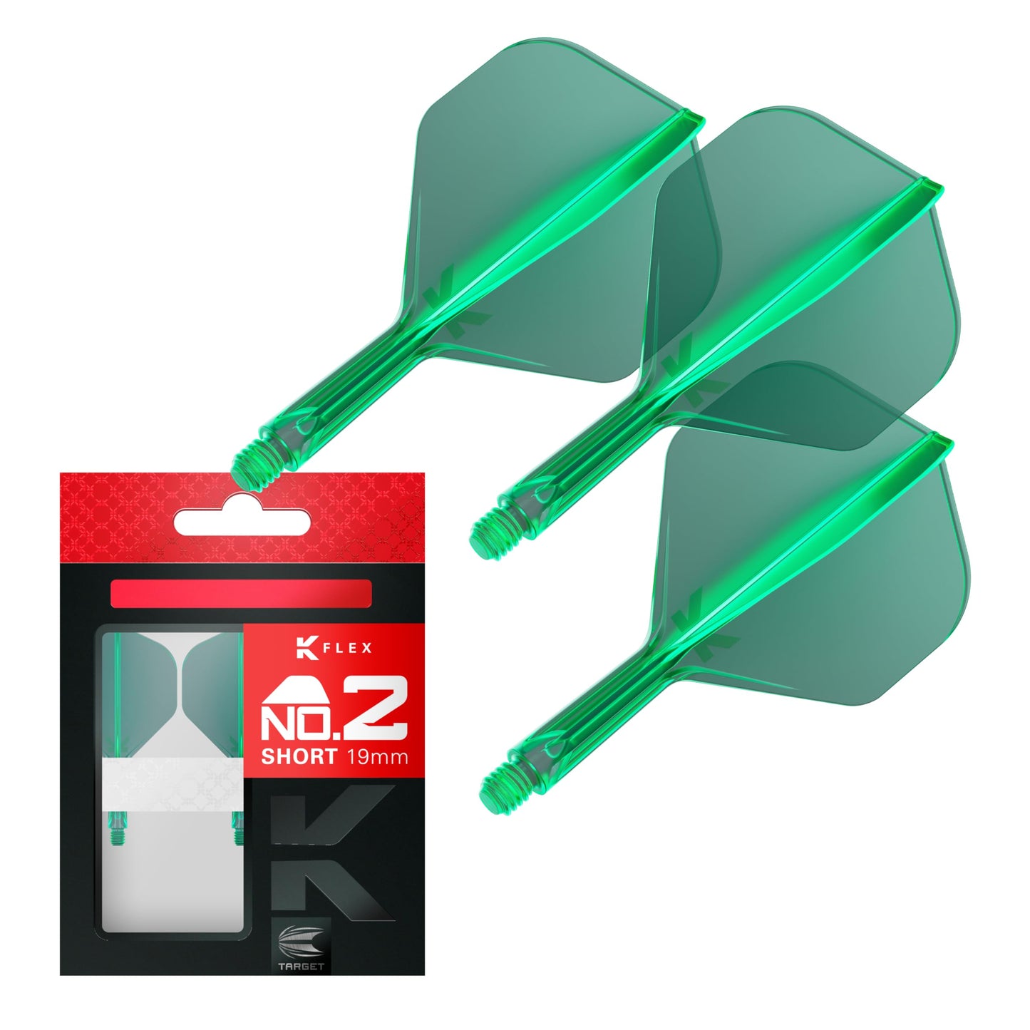 Target Darts K Flex Integrated Dart Flights And Shafts, No.2 | Pack Of 3 K-Flex - No2, Kflex All In One Moulded Dart Flight & Stem Lengths: Short, Intermediate & Medium | Professional Dart Accessories