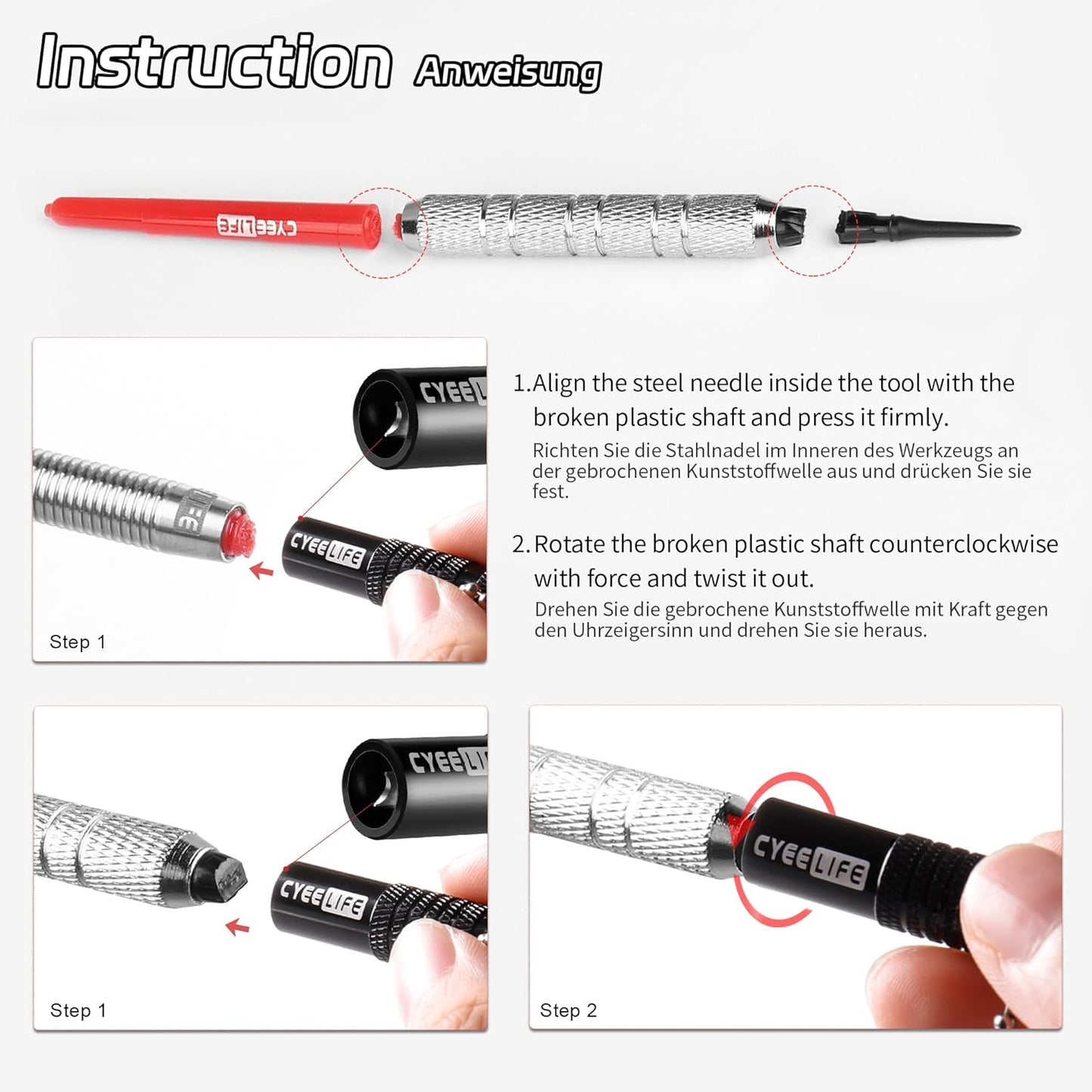 CyeeLife Broken Shaft Removal Tool,Extractor Tool, Dart Accessories, Brand Quality,Black