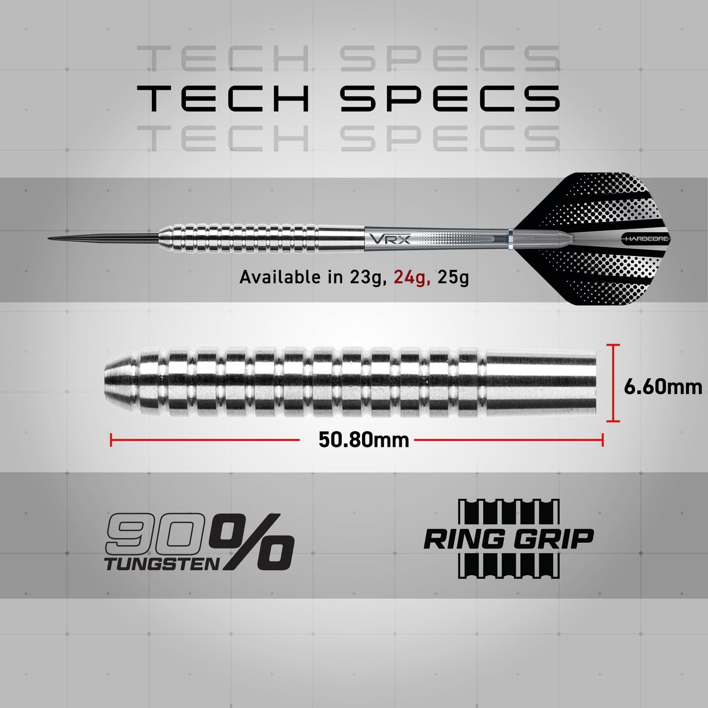 RED DRAGON Rebel 21g, 23g, 24g, 25g or 26g Tungsten Darts Set with Flights and Stems