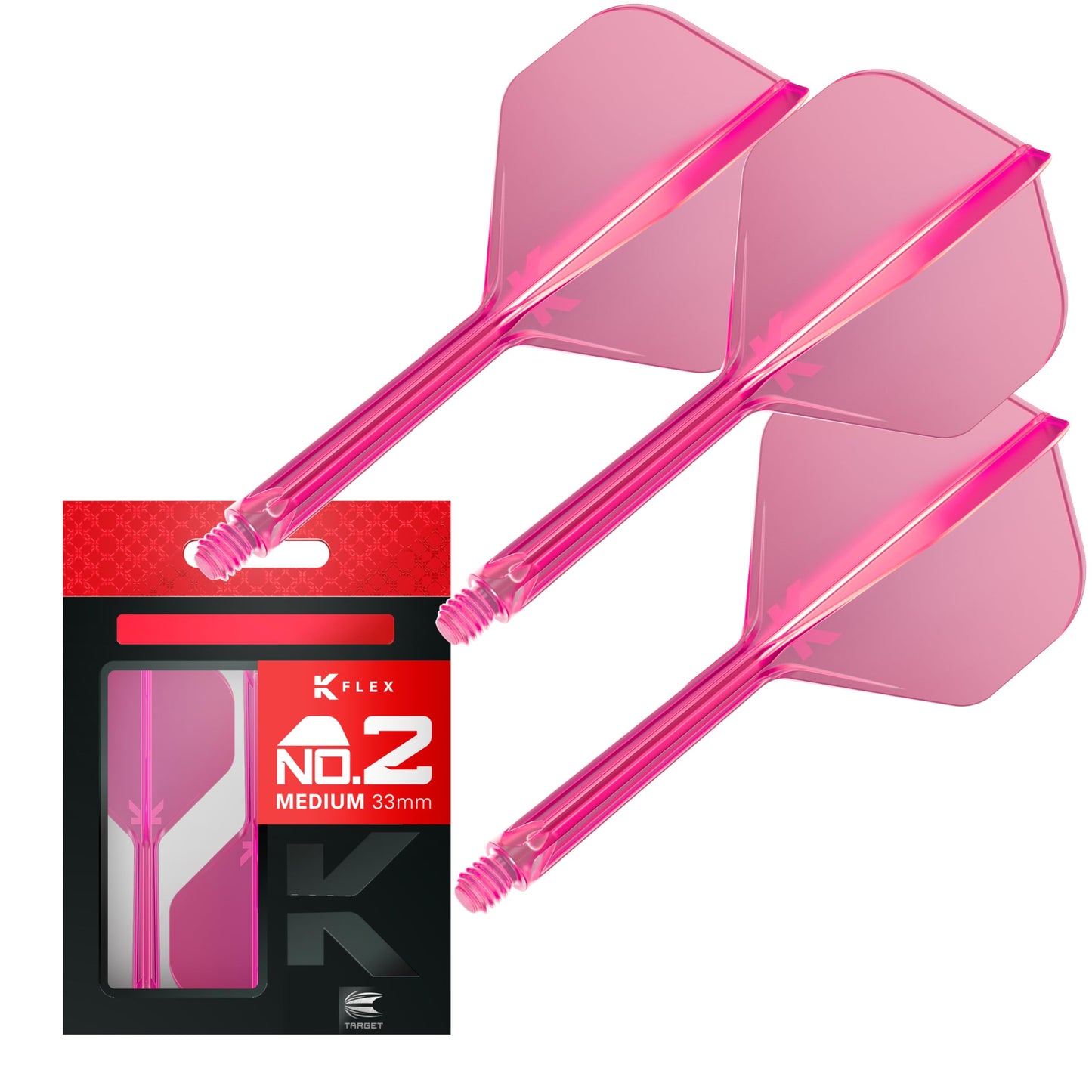 Target Darts K Flex Integrated Dart Flights And Shafts, No.2 | Pack Of 3 K-Flex - No2, Kflex All In One Moulded Dart Flight & Stem Lengths: Short, Intermediate & Medium | Professional Dart Accessories