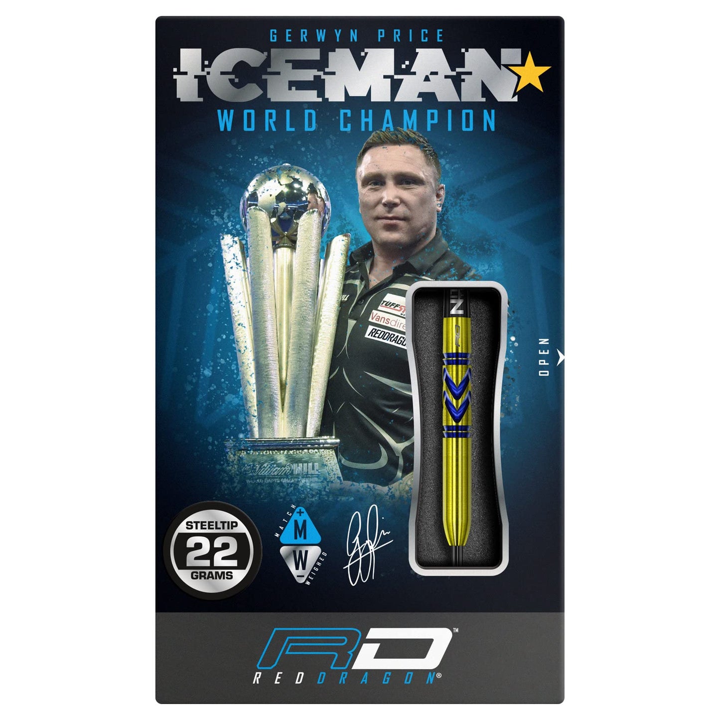 RED DRAGON Gerwyn Iceman Price Avalanche Pro Gold Premium Tungsten Darts Set with Flights and Stems