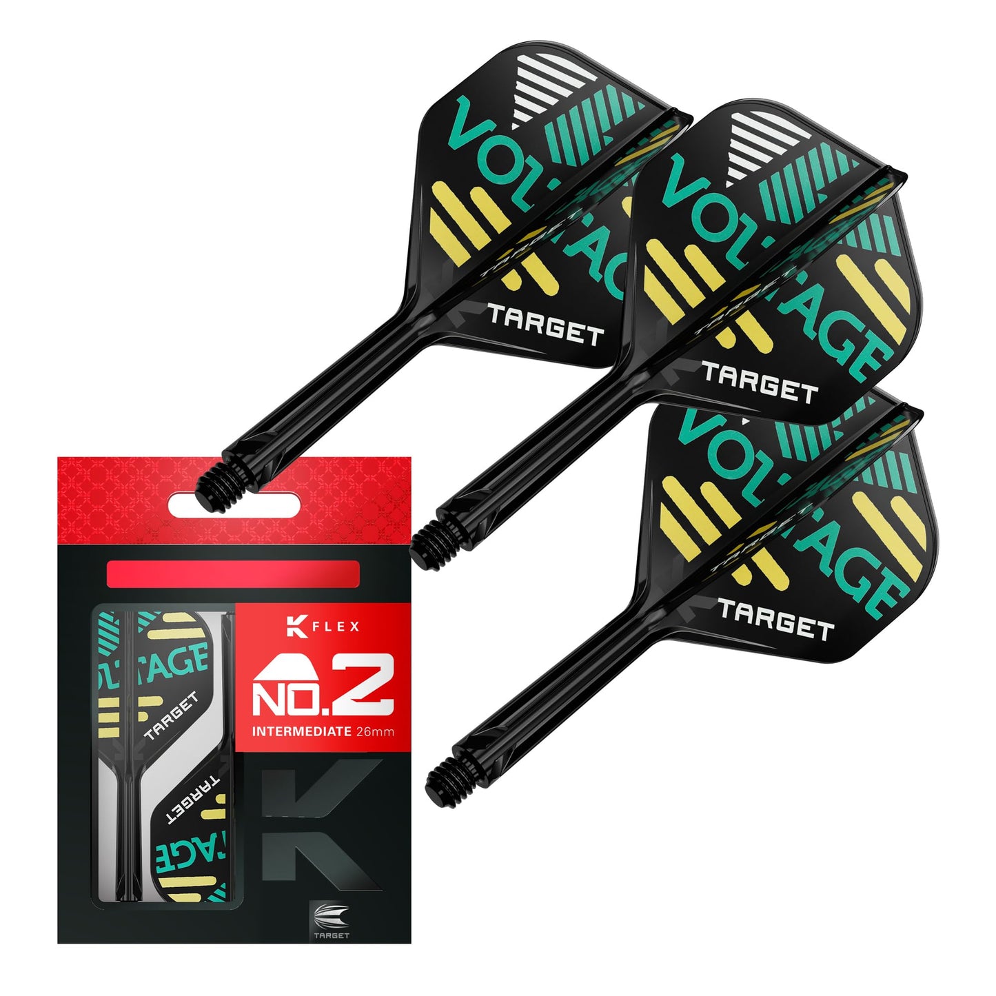 TARGET Darts Rob Cross K Flex Flights and Shaft System, No.2 | Pack of 3 Kflex All In One Flights, Player Edition Darts Accessories | K-Flex Dart Stem Short/Intermediate/Medium