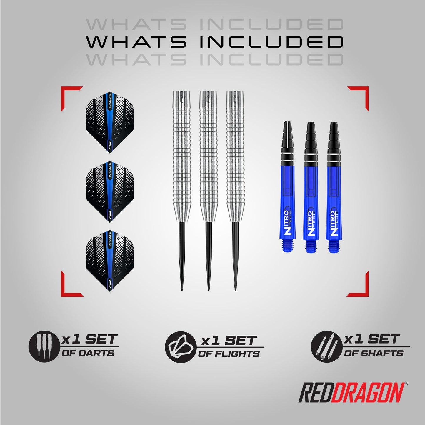 RED DRAGON Razor Edge Original - Tungsten professional steel darts with flights and shafts – Available in 20g, 21g, 23g, 24g, 26g, 28g, 29g, 30g, 33g