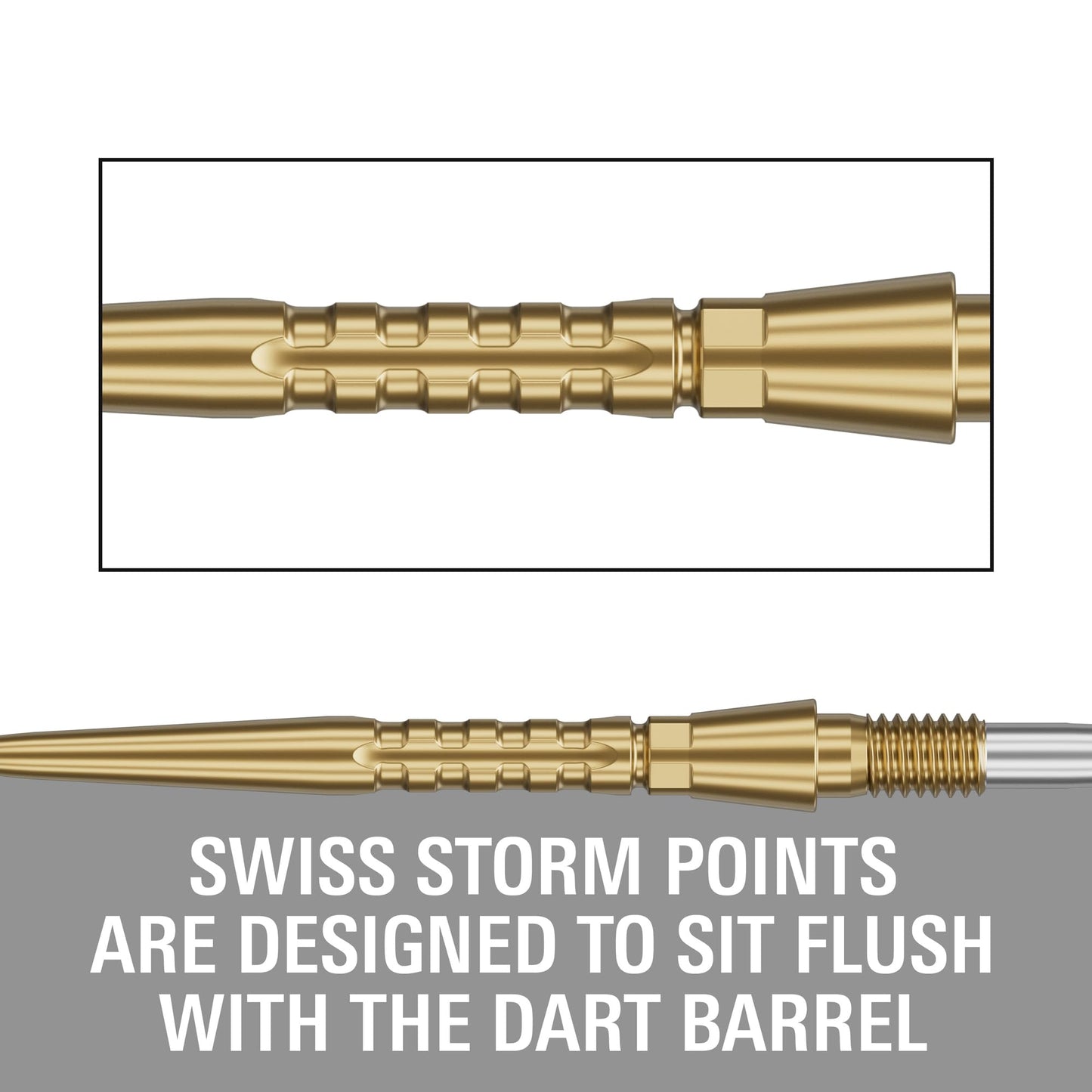 TARGET Darts Swiss Point Storm Dart Points, Surge (3 Pack Set of Tips) 26MM/30MM/35MM – Gold/Silver/Black | Change Dart Points, Swiss Storm Points, Professional Darts Accessories