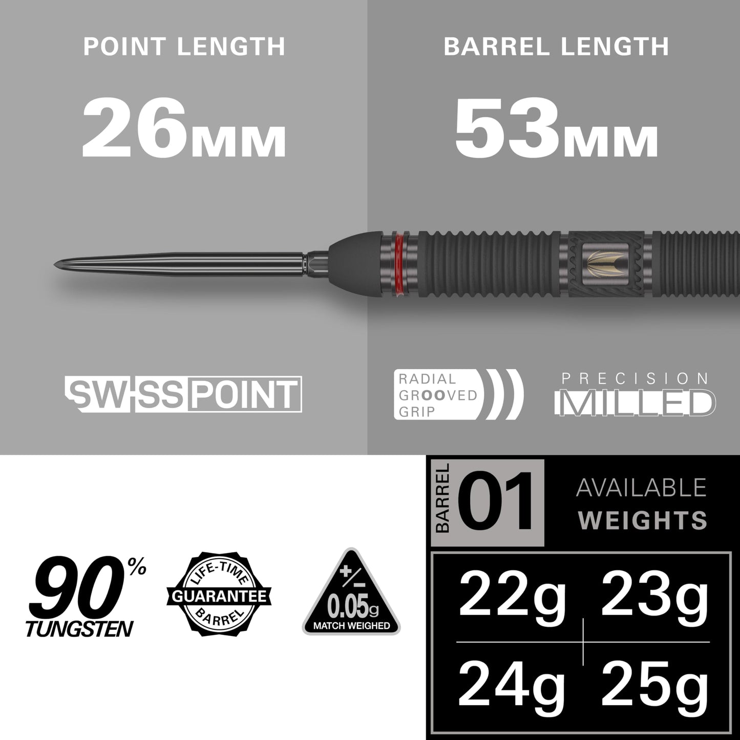 TARGET Darts Scope Steel Tip Swiss Point Darts, 90% Tungsten Dart Set | Steel Tip Dart, Red & Black Darts, Professional Dart Set with Swiss Points & Tool | Barrel 01/02/03/04 –21G/22G/23G/24G/25G
