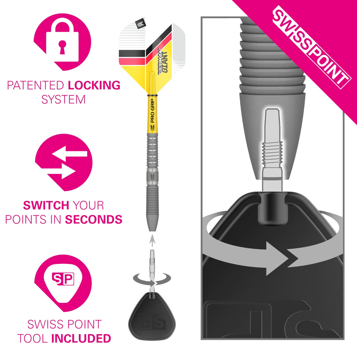 TARGET Darts Gabriel Clemens Gen 2 90% Tungsten Swiss Point Steel Tip Darts Set