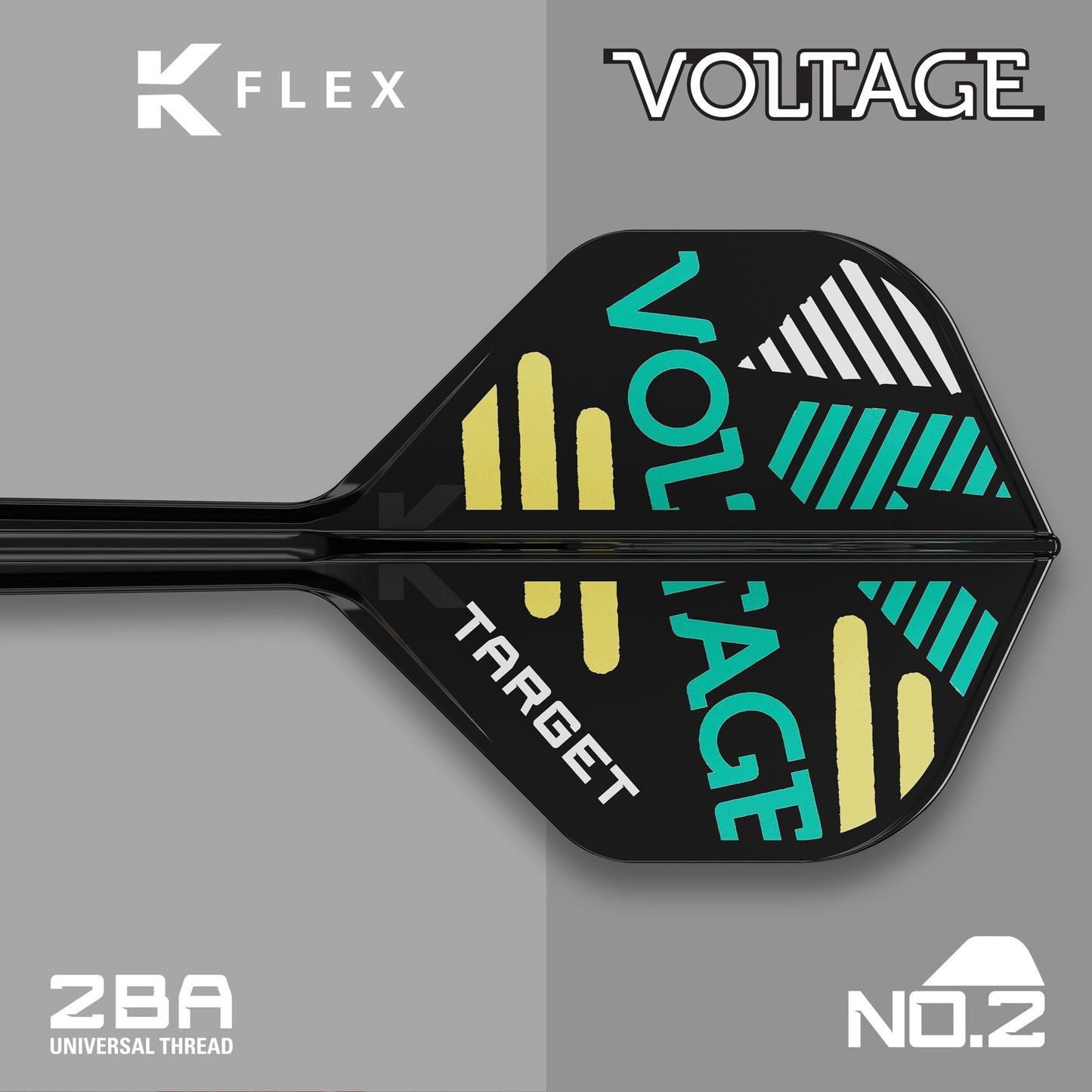 TARGET Darts Rob Cross K Flex Flights and Shaft System, No.2 | Pack of 3 Kflex All In One Flights, Player Edition Darts Accessories | K-Flex Dart Stem Short/Intermediate/Medium