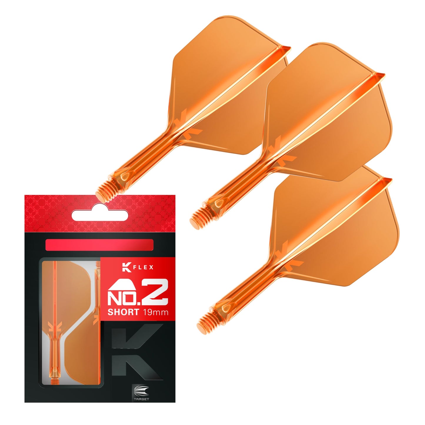 Target Darts K Flex Integrated Dart Flights And Shafts, No.2 | Pack Of 3 K-Flex - No2, Kflex All In One Moulded Dart Flight & Stem Lengths: Short, Intermediate & Medium | Professional Dart Accessories