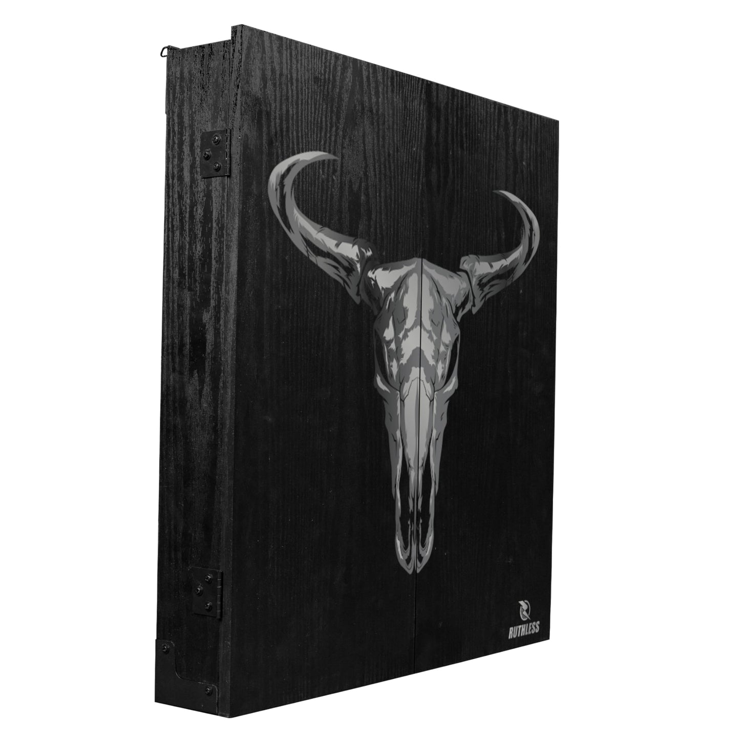 RUTHLESS Dart Board Cabinet | Professional Heavy Duty Square Black Dartboard Storage