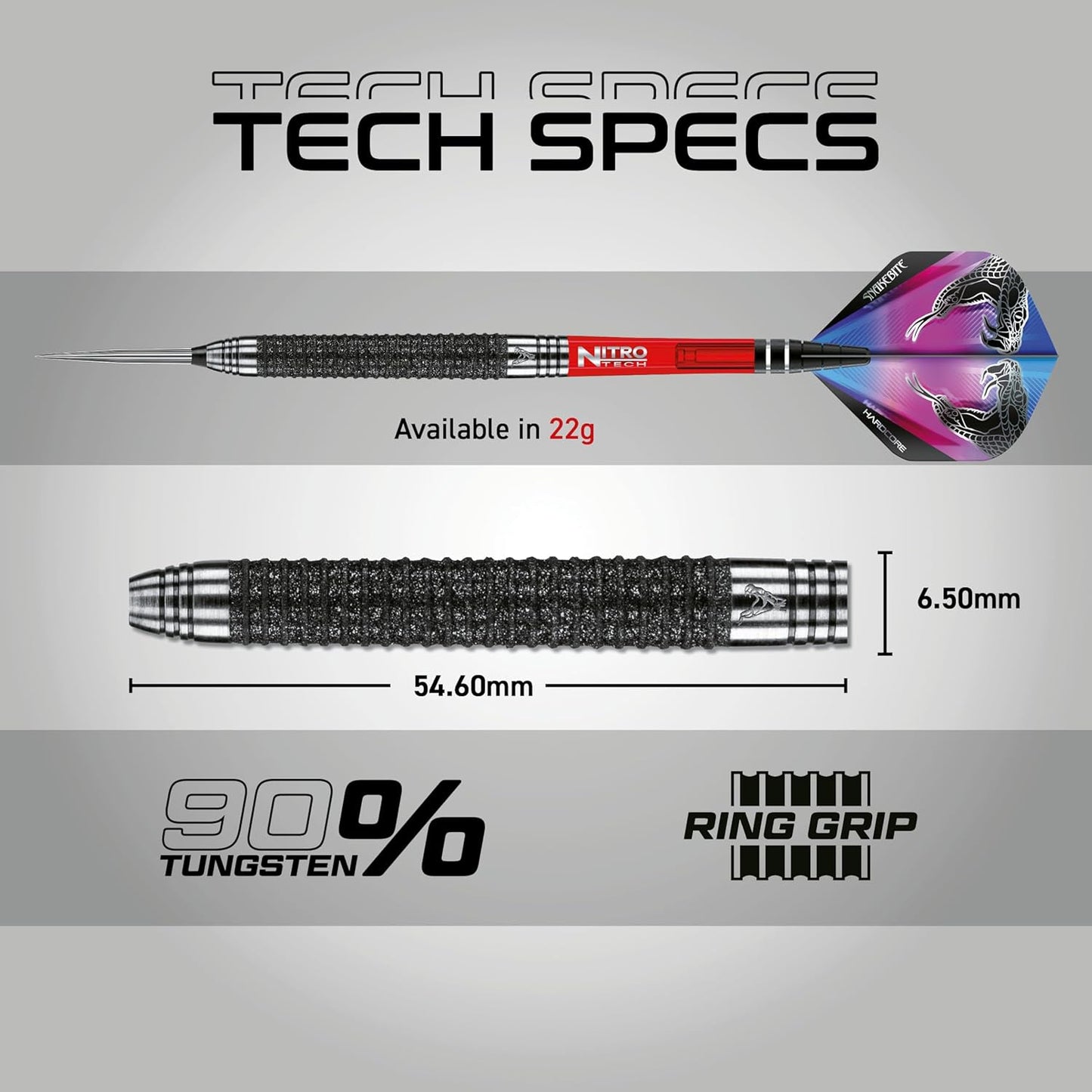 Peter Wright Snakebite Melbourne Masters Edition: 22g - 90% Tungsten Steel Darts with Flights and Stems