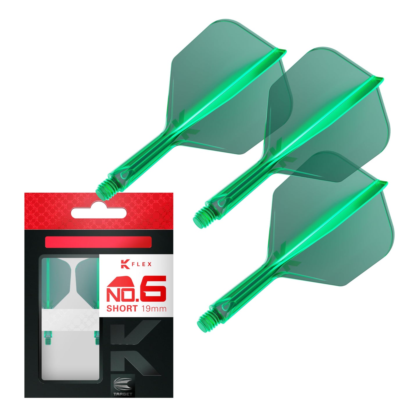 Target Darts K Flex Integrated Dart Flights And Shafts, No.6 | Pack Of 3 K-Flex - No6, Kflex All In One Moulded Dart Flight & Stem Lengths: Short, Intermediate & Medium | Professional Dart Accessories