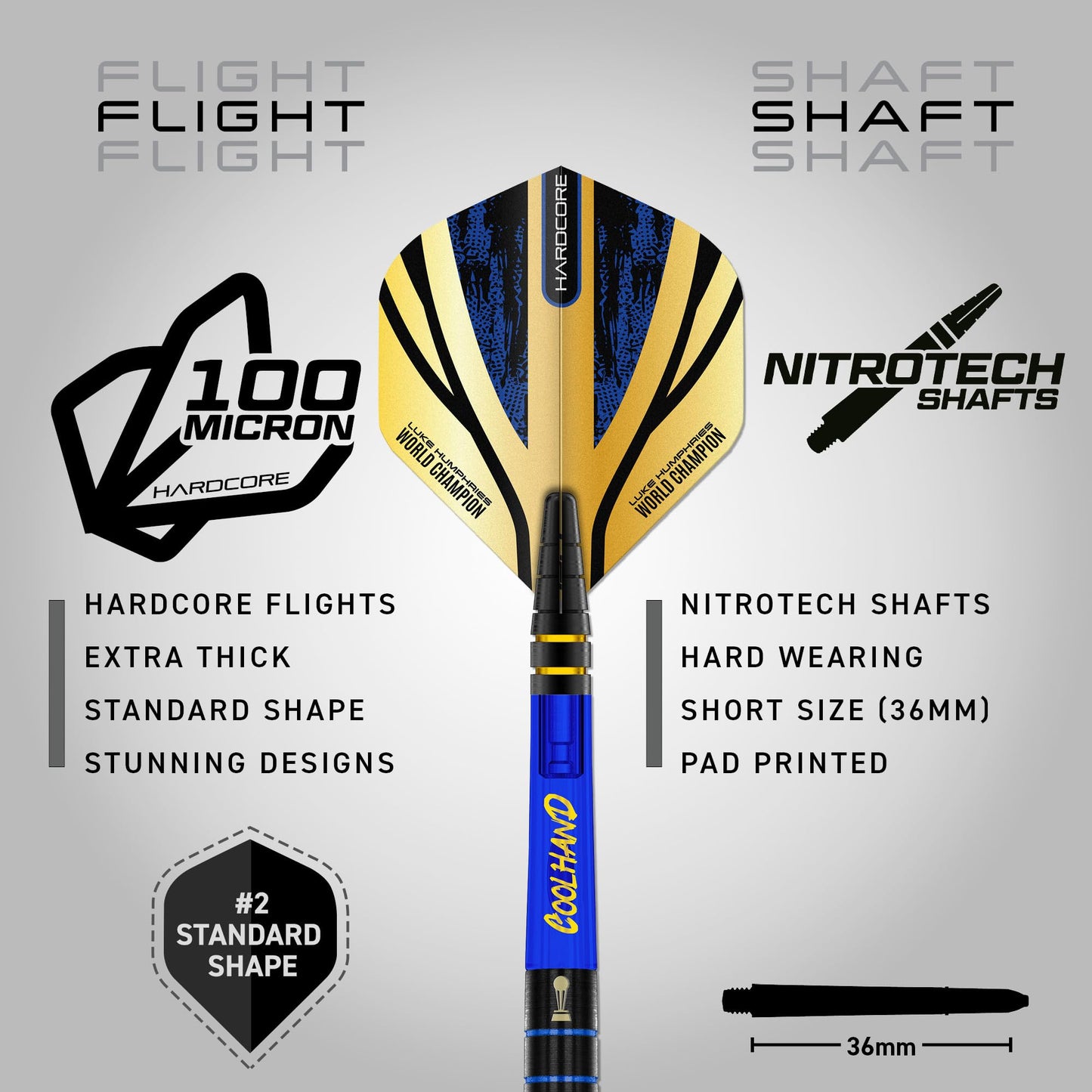 RED DRAGON Luke Humphries TX4 Avenger World Champion Series Premium Tungsten Darts Set with Flights and Shafts (Stems)