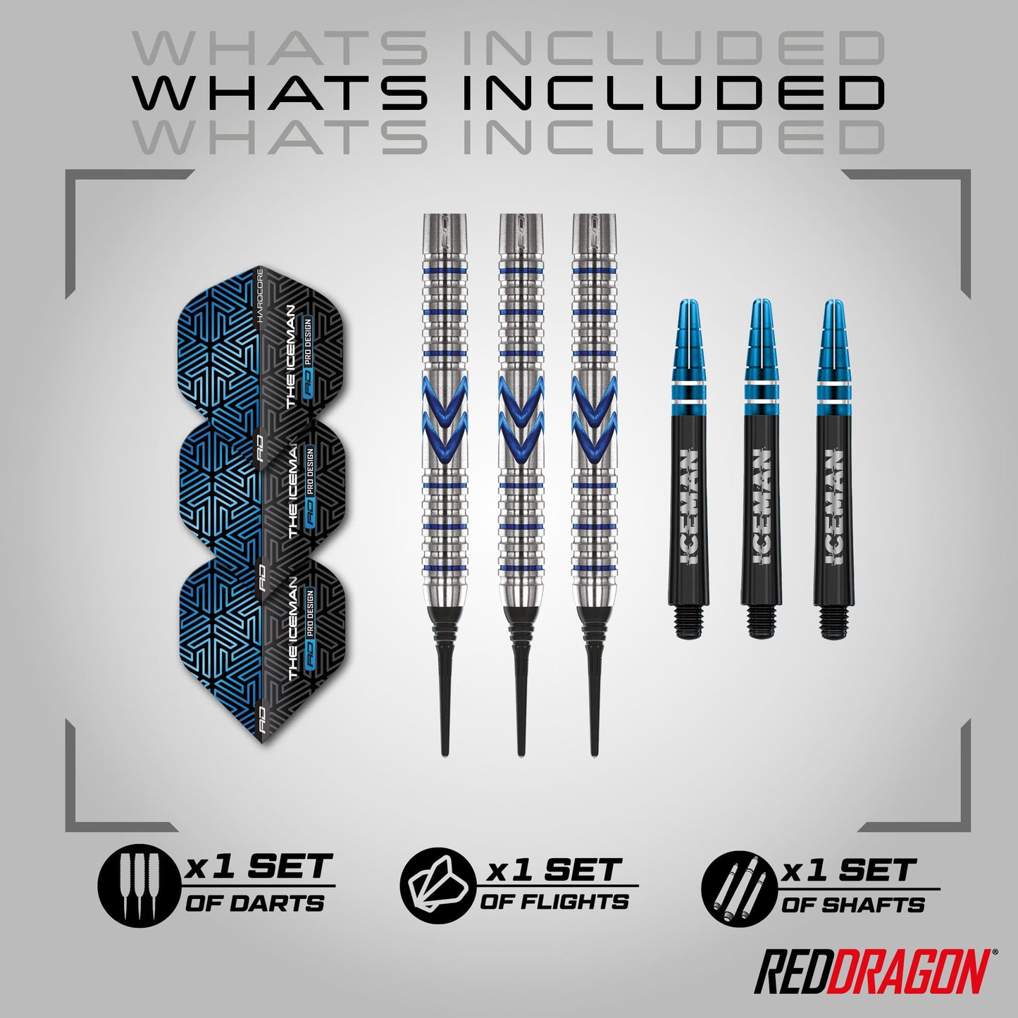 RED DRAGON Gerwyn Price Iceman Midnight Edition Premium Tungsten Darts Set with Flights and Stems
