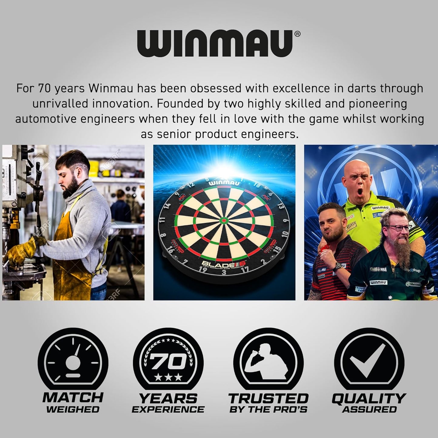 WINMAU Darts – PDC Ultimate Set – 22g Steel Tip Professional Brass Darts Set and Accessories – Includes Dart Flights, Shafts, Point Sharpener & Black Transparent Plastic Tournament Case