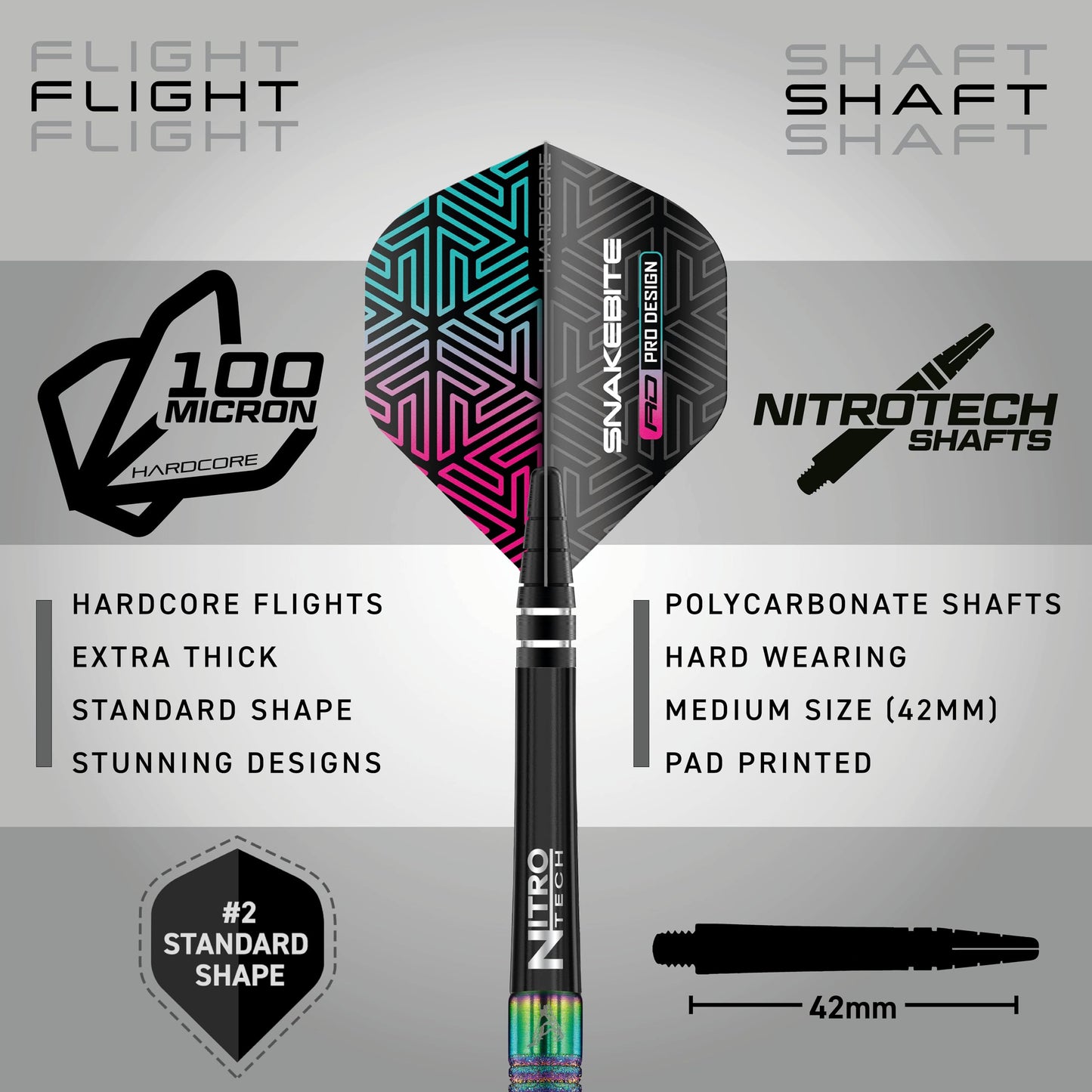 RED DRAGON Peter Wright Snakebite World Champion Diamond Fusion SE Professional Darts Set including Flights and Shafts (Stems)