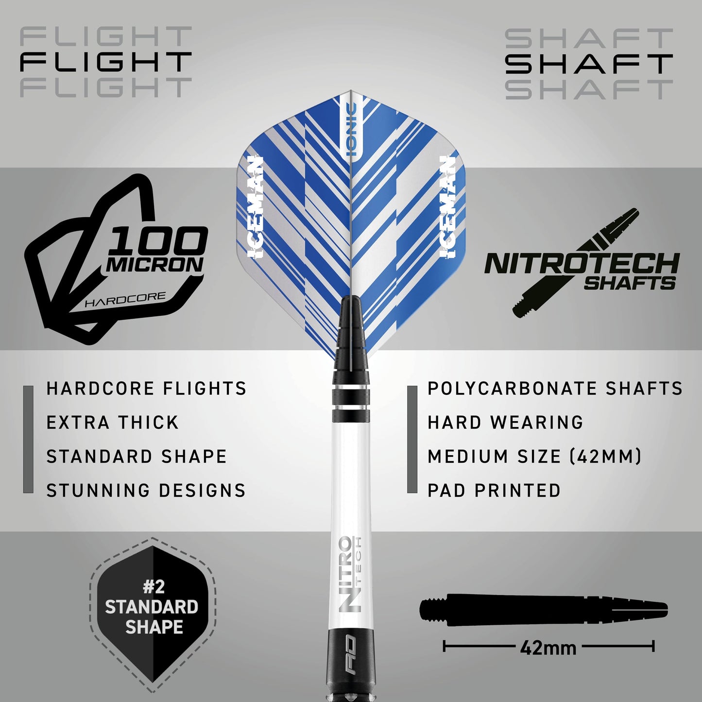 RED DRAGON Gerwyn Price Blue Ice SE - Tungsten Professional Darts Set with Flights and Nitrotech Shafts (Stems)