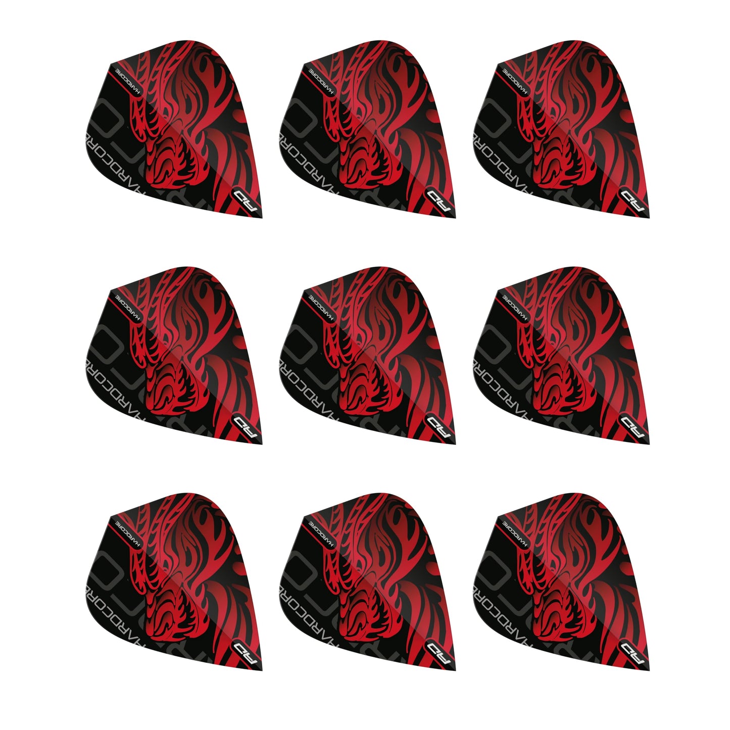 RED DRAGON Hardcore Players Dart Flights - 3 sets Per Pack (9 Dart Flights in total)