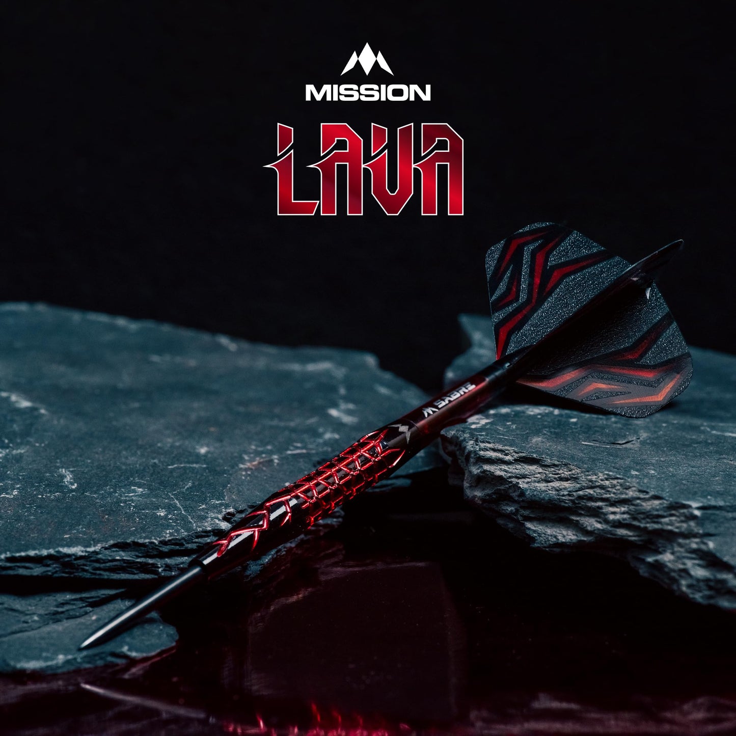 Mission | Lava Darts Set | Black & Red | Electro plate | 95% Tungsten | Steel Tip Darts | Available in Multiple Weights.