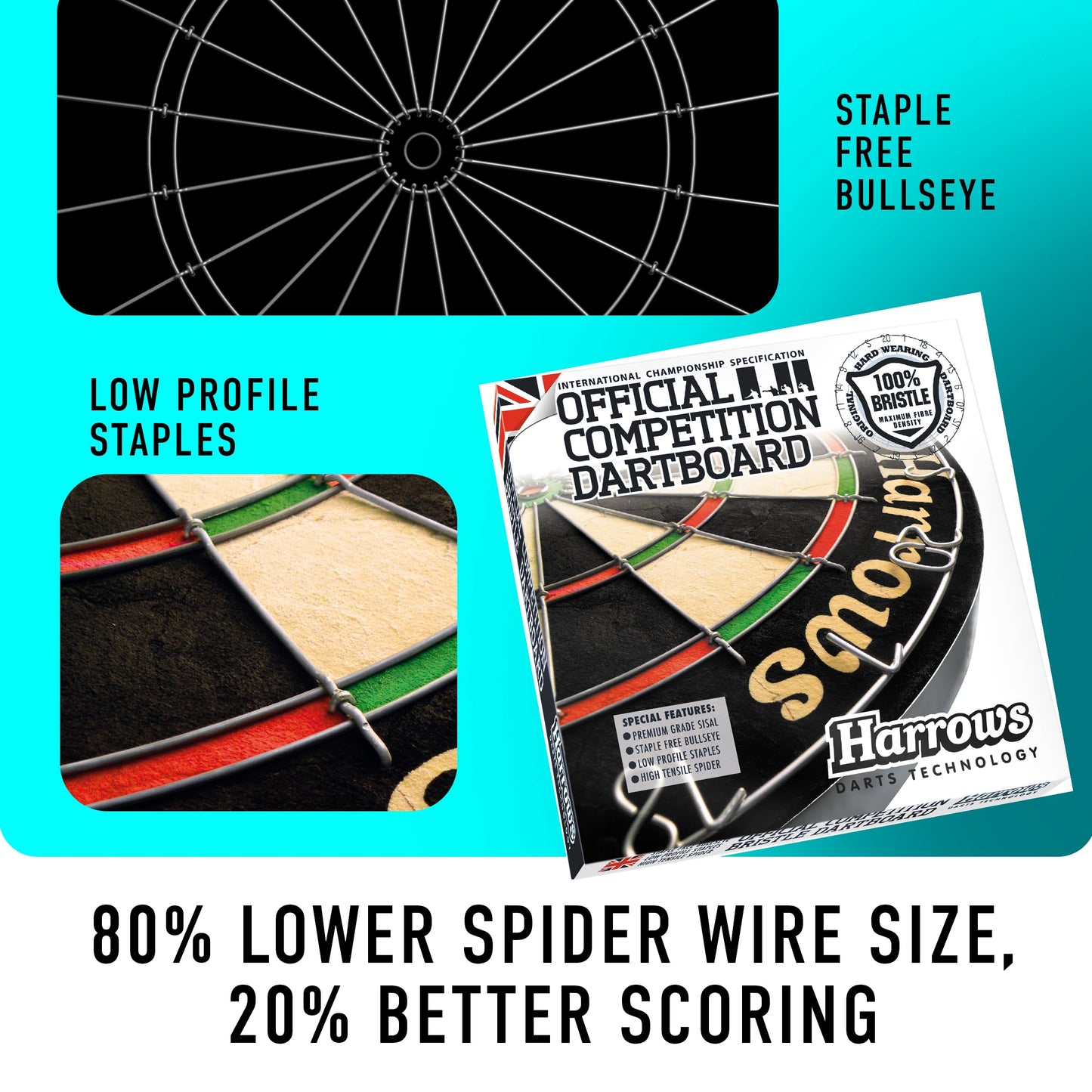 Harrows Dart Boards I Dartboard Official Size I Darts Board with Ultra Thin Knife Wire for Maximum Scoring I Compatible with Dart Board Stand, Dart Board Lighting, Dartboard Cabinet