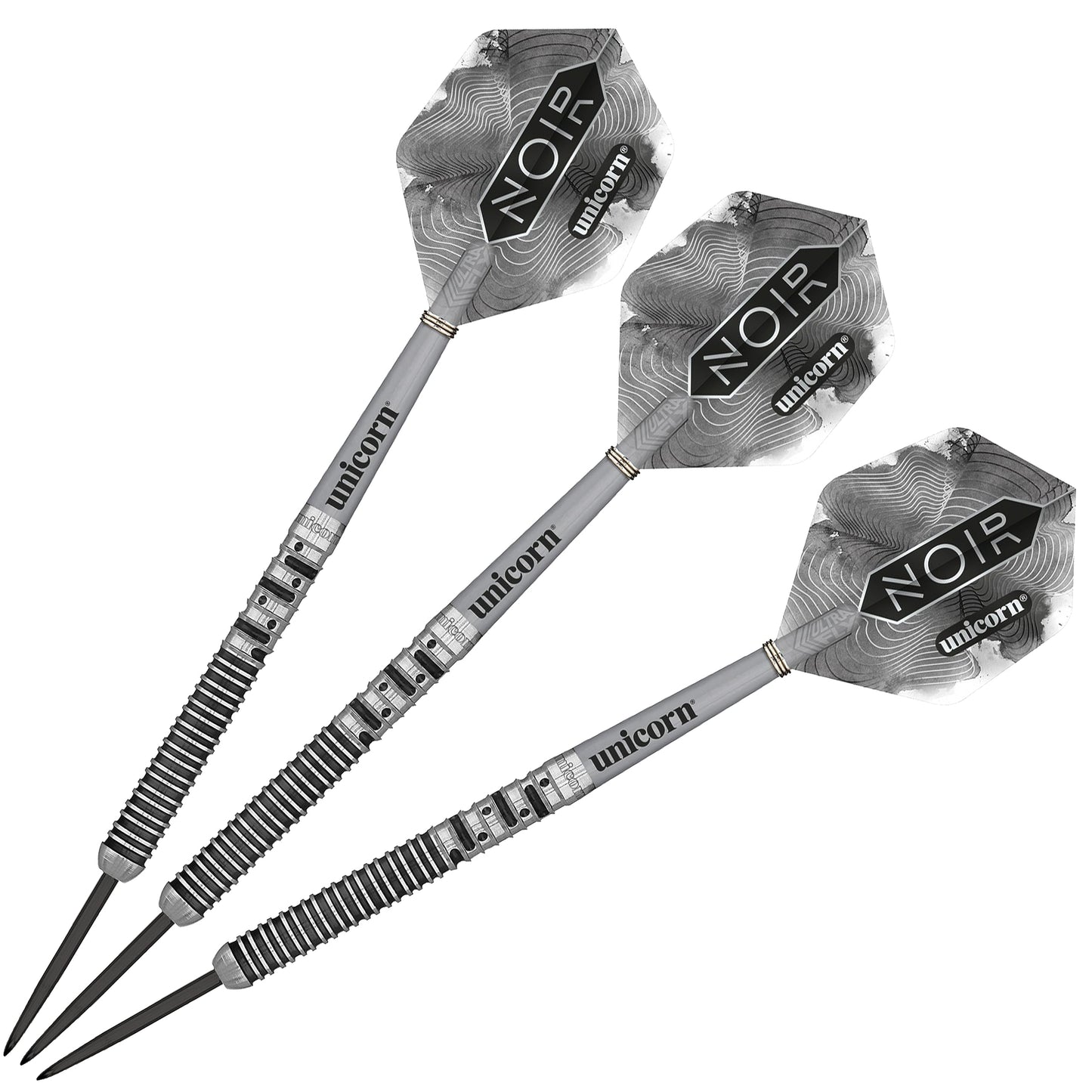 Unicorn Steel Tip Darts Set | Gary 'The Flying Scotsman' Anderson Noir Phase 3, 5 & 6 | 90% Tungsten Barrels with Black Titanium Coating | Presentation Packaging | 21g, 22g, 23g, 24g, 25g or 27g