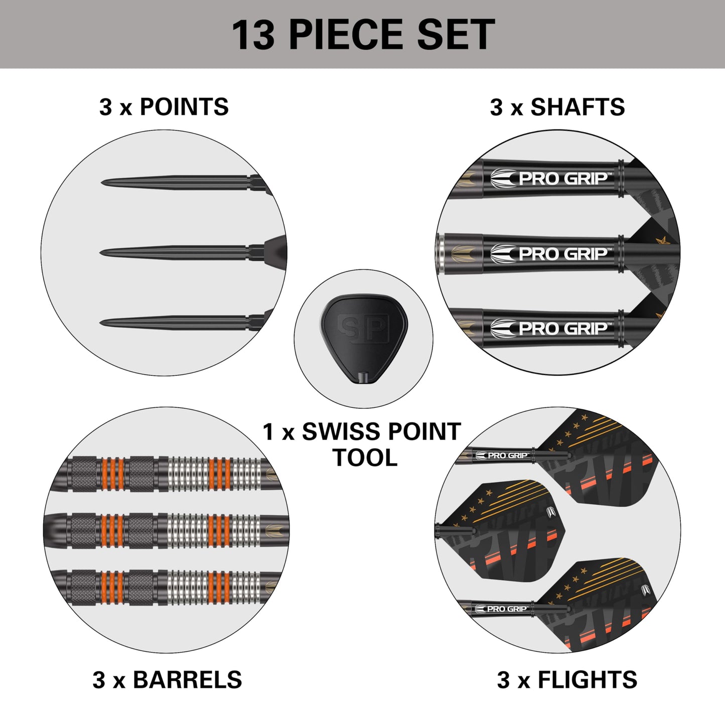 TARGET Darts Raymond Van Barneveld RVB 80 Black G2 80% Tungsten Swiss Point Steel Tip Darts Set