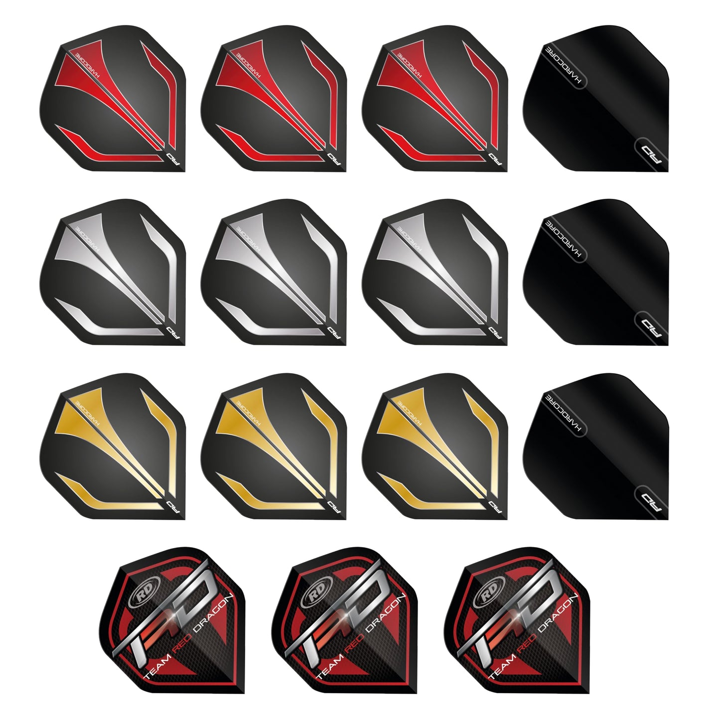 RED DRAGON Hardcore Selection Pack Extra Thick Standard Dart Flights
