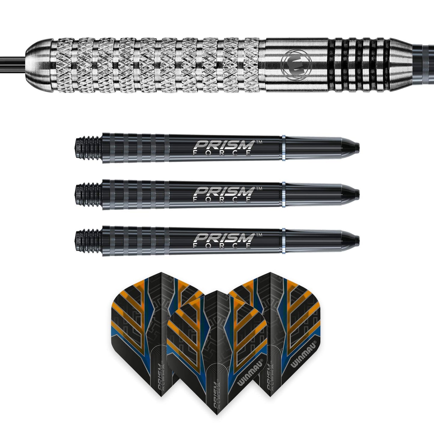 WINMAU Barbarian 20-24 gram Tungsten Style Darts with Prism Flights and Shafts (Stems)