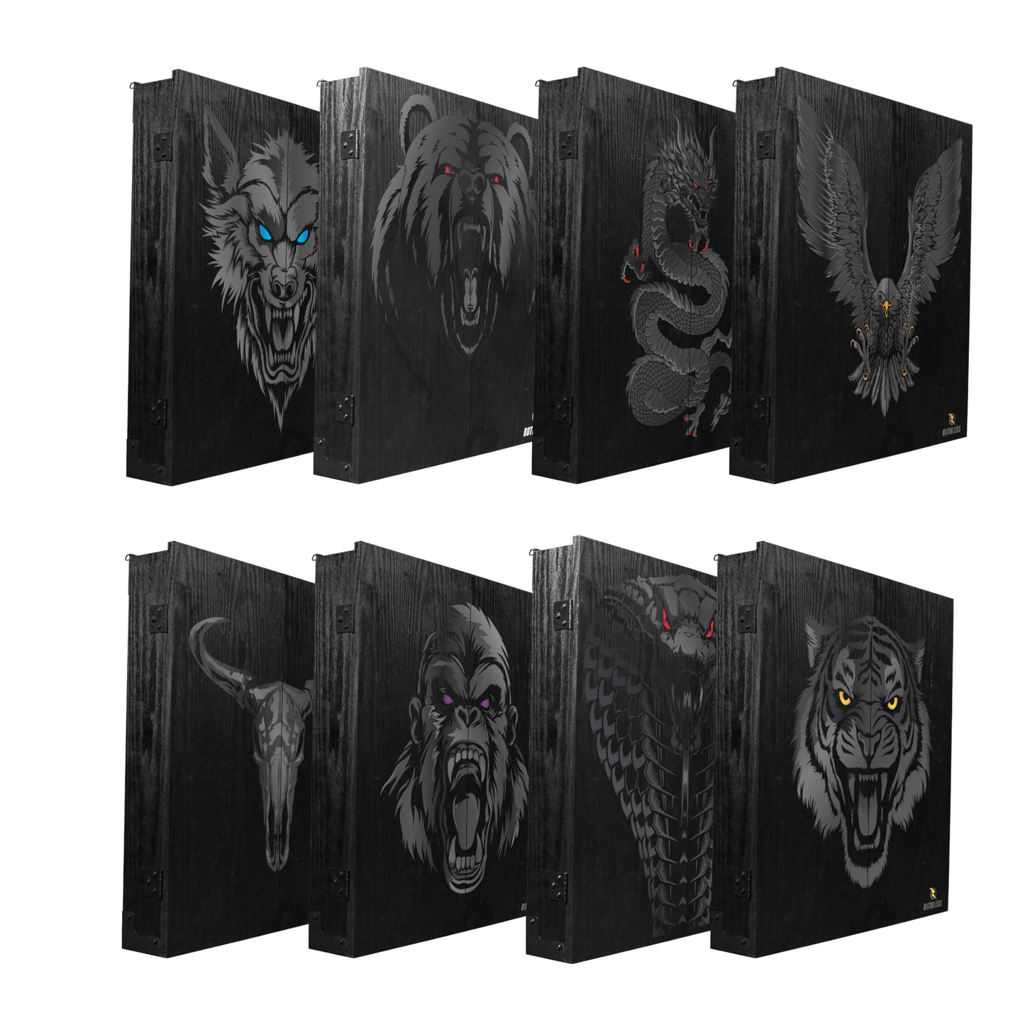 RUTHLESS Dart Board Cabinet | Professional Heavy Duty Square Black Dartboard Storage