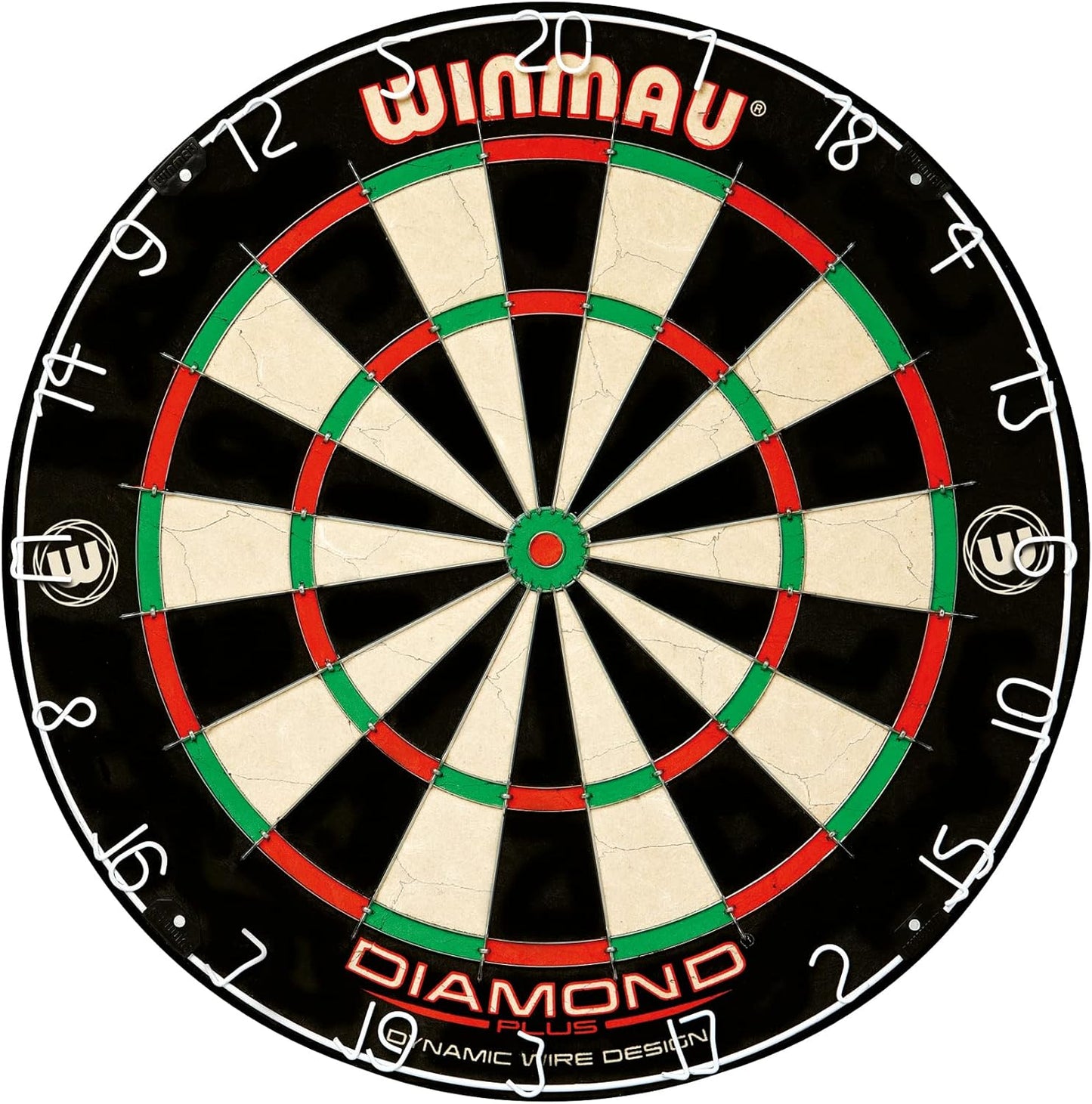 WINMAU Professional Dart Set includes Diamond Plus Bristle Dartboard - Black Cabinet - 2 Sets of Darts - Official Oche Line