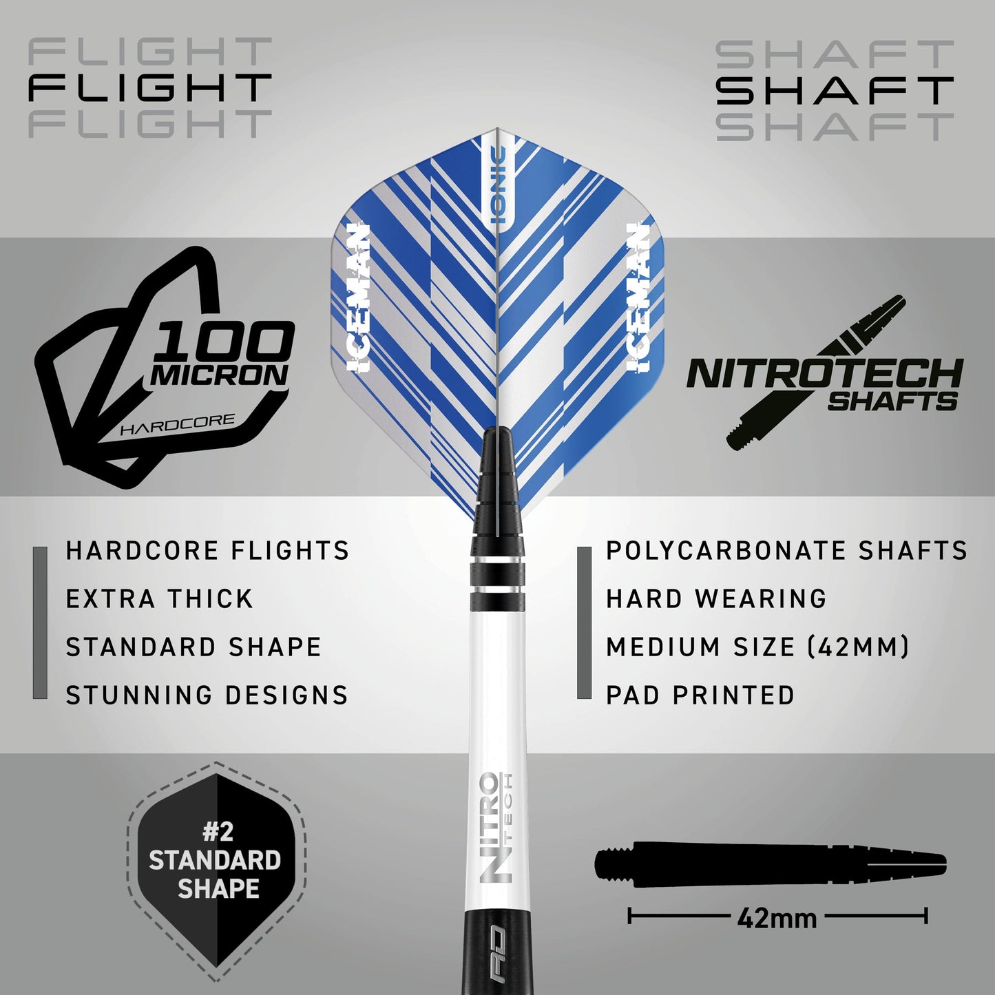 RED DRAGON Gerwyn Price Blue Ice SE - Tungsten Professional Darts Set with Flights and Nitrotech Shafts (Stems)