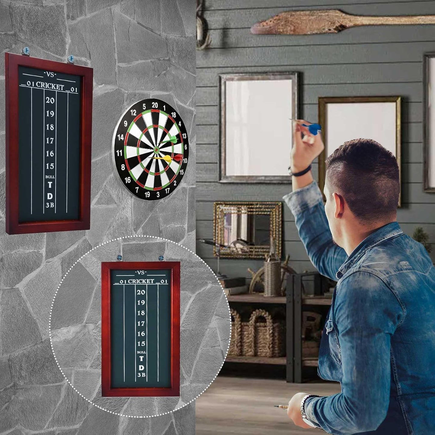 Dart Scoreboard, Chalk Dart Scoreboard for Dart Board Cricket & 01 Dart Games, Dart Board Scoreboard for Dart Scores (Excluding Chalk and Chalk)