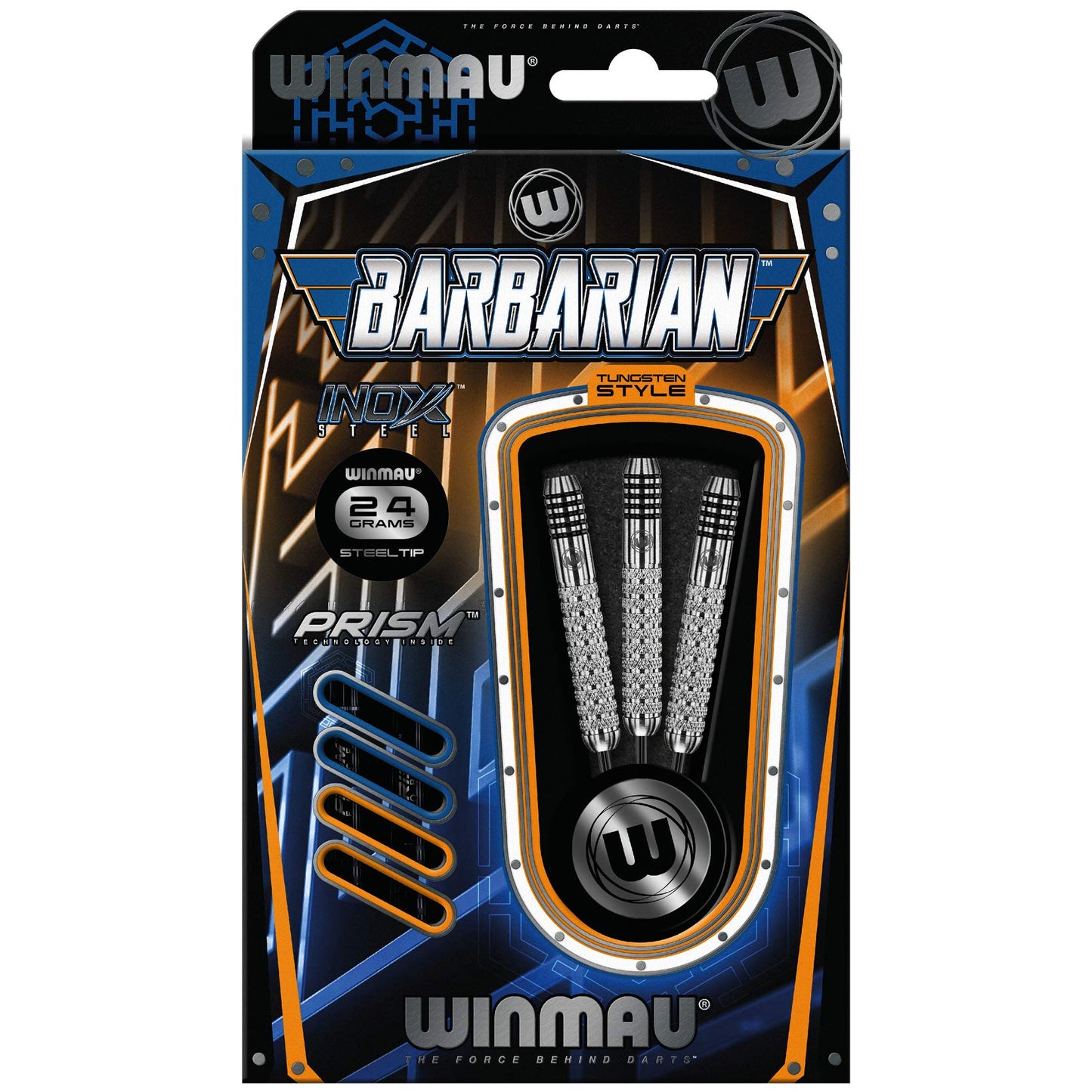 WINMAU Barbarian 20-24 gram Tungsten Style Darts with Prism Flights and Shafts (Stems)
