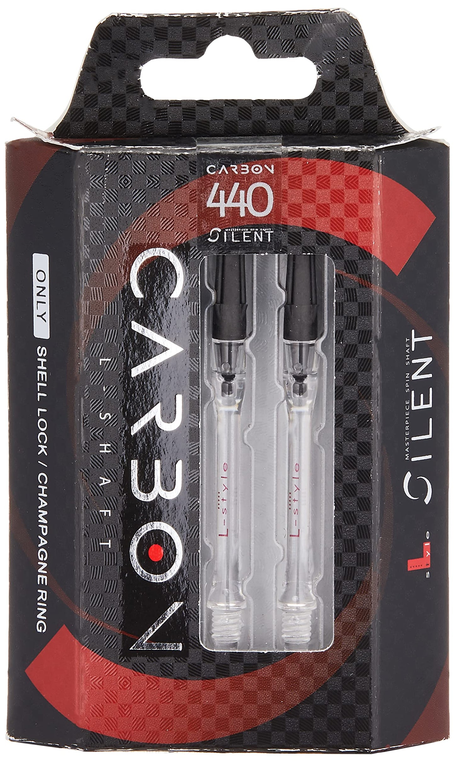 LSTYLE Dart Shafts: L-Shaft Carbon Silent - Spinning Dart Stems - Champagne Rings Included