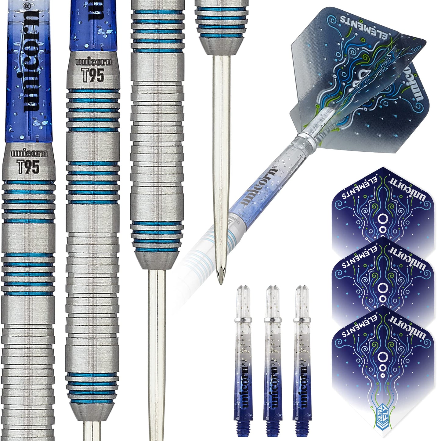 UNICORN Steel Tip Darts Set | Core XL T90 & T95 Series | 90% & 95% Tungsten Barrels with Colour Accents | 20g, 21g, 22g, 23g, 24g or 25g