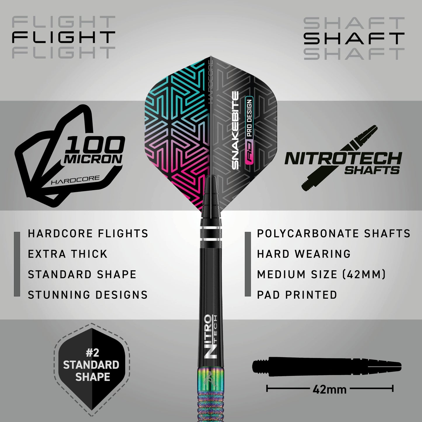 RED DRAGON Peter Wright Snakebite World Champion Diamond Fusion SE Professional Darts Set including Flights and Shafts (Stems)