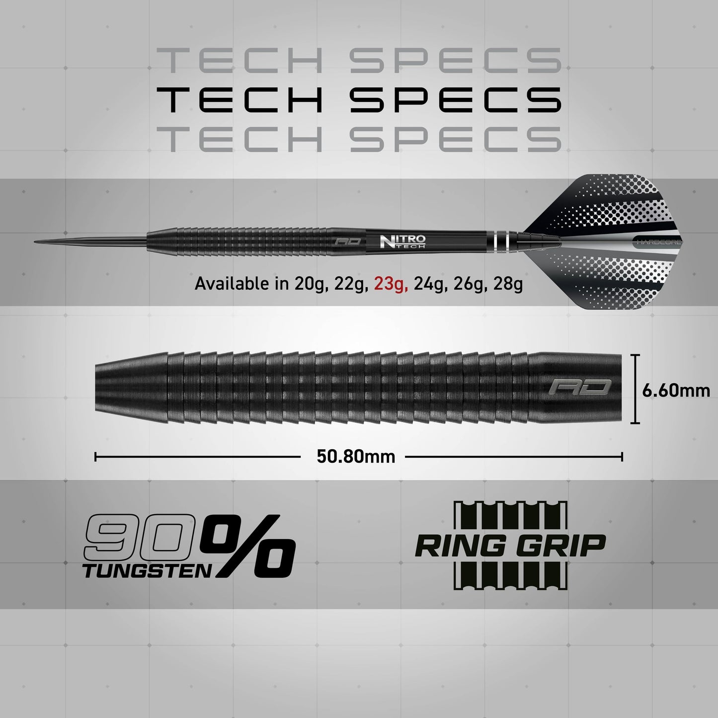 RED DRAGON Razor Edge Black - Tungsten professional steel tip darts set with Dart Flights and Dart Shafts - Available in 20g, 22g, 23g, 24g, 26g, 28g