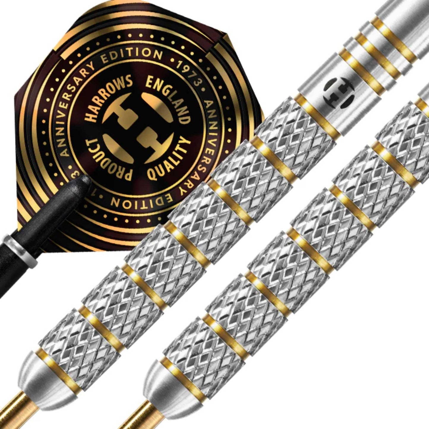 Harrows Boxer 90% Tungsten Steel Tip Darts Set. Available in 21g, 23g, & 25g - Includes Midi Supergrip Carbon shafts & New Anniversary 100 Micron Flights