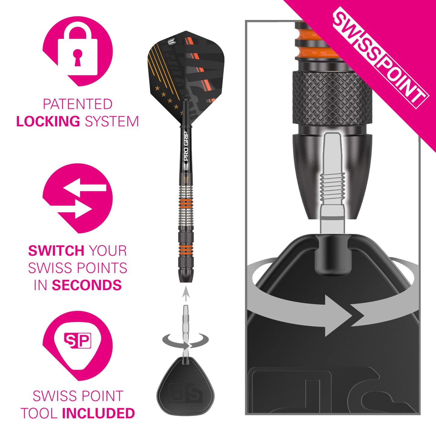 TARGET Darts Raymond Van Barneveld RVB 80 Black G2 80% Tungsten Swiss Point Steel Tip Darts Set