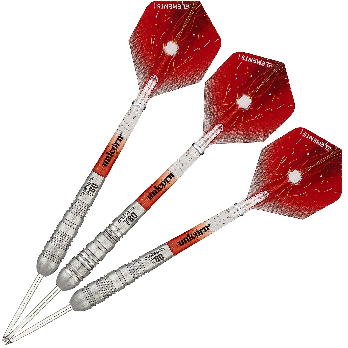 Unicorn Steel Tip Darts Set, Core Striker Series, 80 Percent Natural Tungsten Barrels, 20g, 21g, 22g, 23g, 24g or 25g